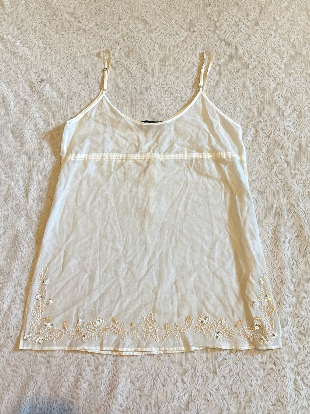 Vintage Y2K BCBG max azria sheer beaded baby doll tie tank - Picture 9 of 9